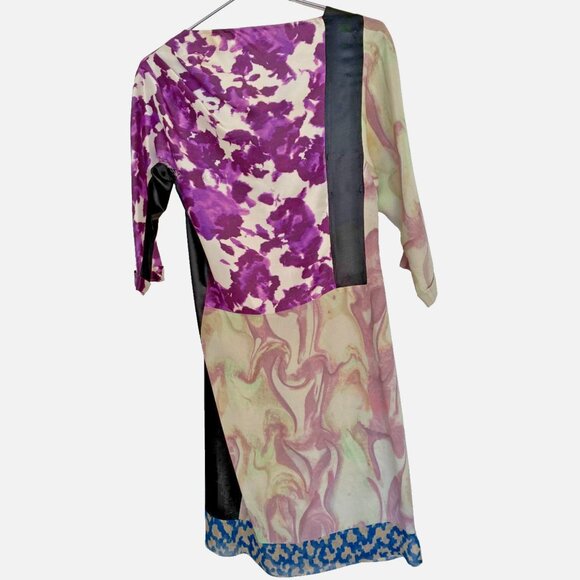 DRIES VAN NOTEN silk dress cream purple size 36 (small) - Picture 4 of 8